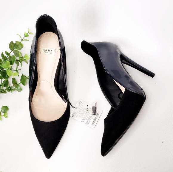 Zara Shoes - Zara Navy Black Pointed Toe Stiletto Heels 38/7